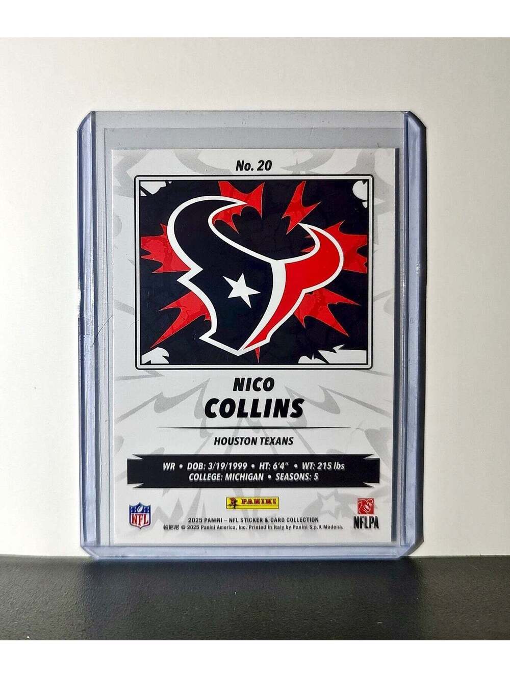 Nico Collins 2025 Panini NFL #20 Sticker Card Houston Texans - Picture 2 of 6